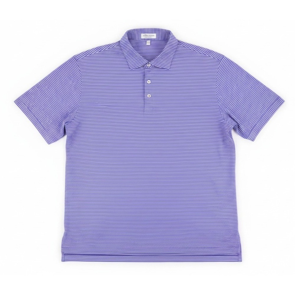 Peter Millar Summer Comfort Polo Shirt Mens Large Pink Blue Striped Golf Mesh